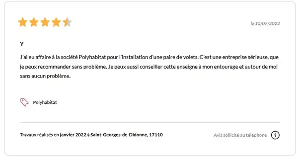Avis volets resine Polyhabitat